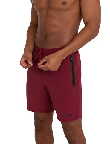 Thumbnail 1 de TCA Technology Elite Tech shorts de running para hombre con bolsillos con cremallera (rojo)
