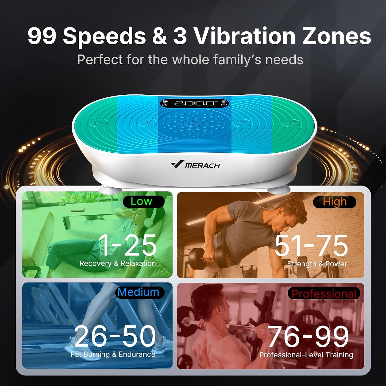 Thumbnail 5 de MERACH Vibration Plate: Weight Loss and Shaping with 99 Speeds and LED Touchscreen