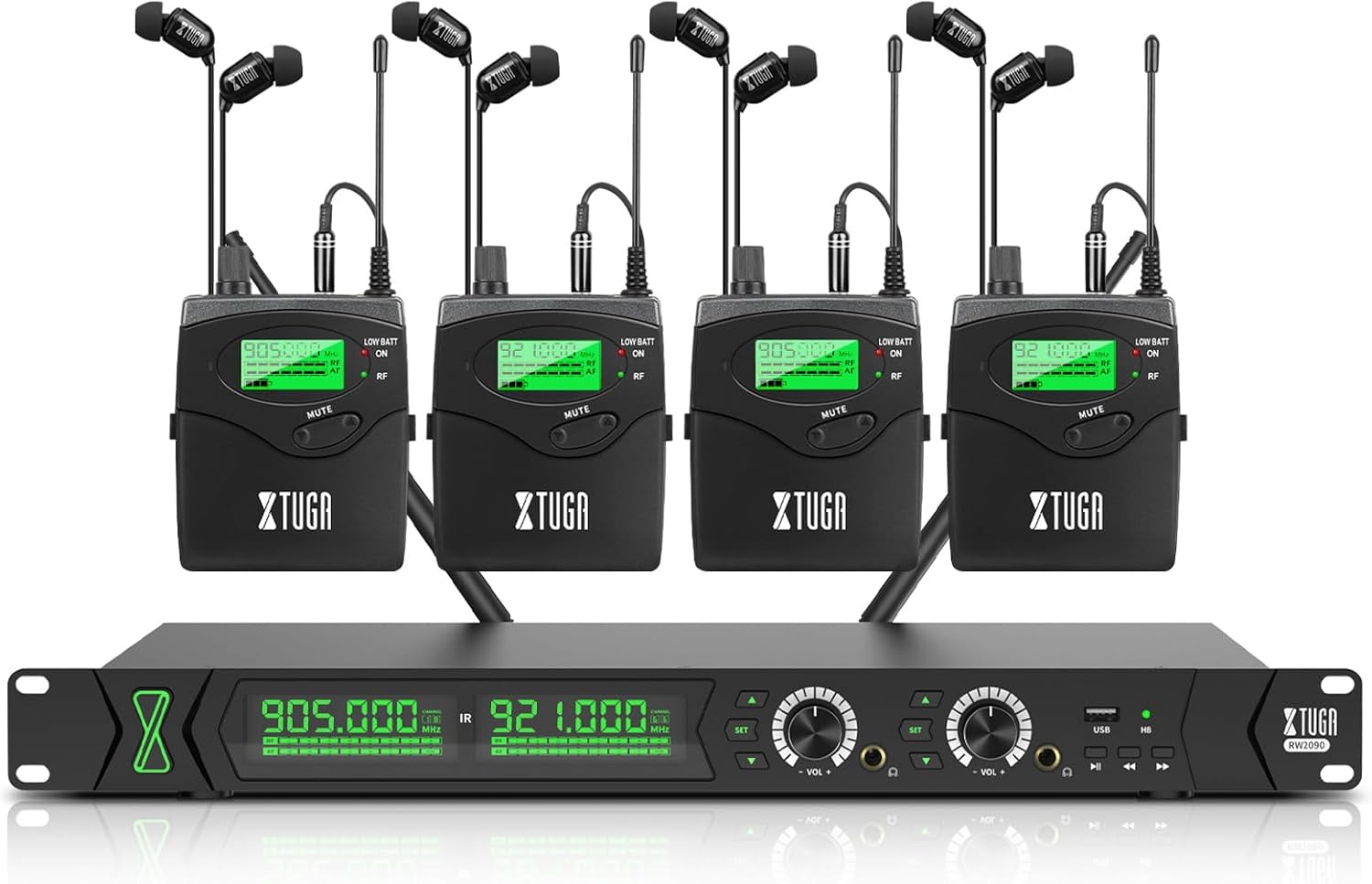 Detalle de XTUGA RW2090-900 Wireless In-Ear Monitor System, UHF, Mono Dual Channel