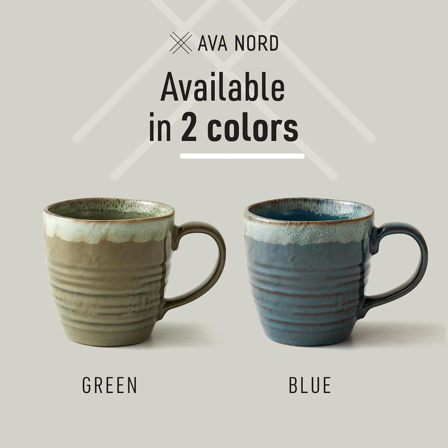 Detalle 1 de Ava Nord kaffemuggar i stengods, set om 4, 400 ml, blå reaktiv glasyr