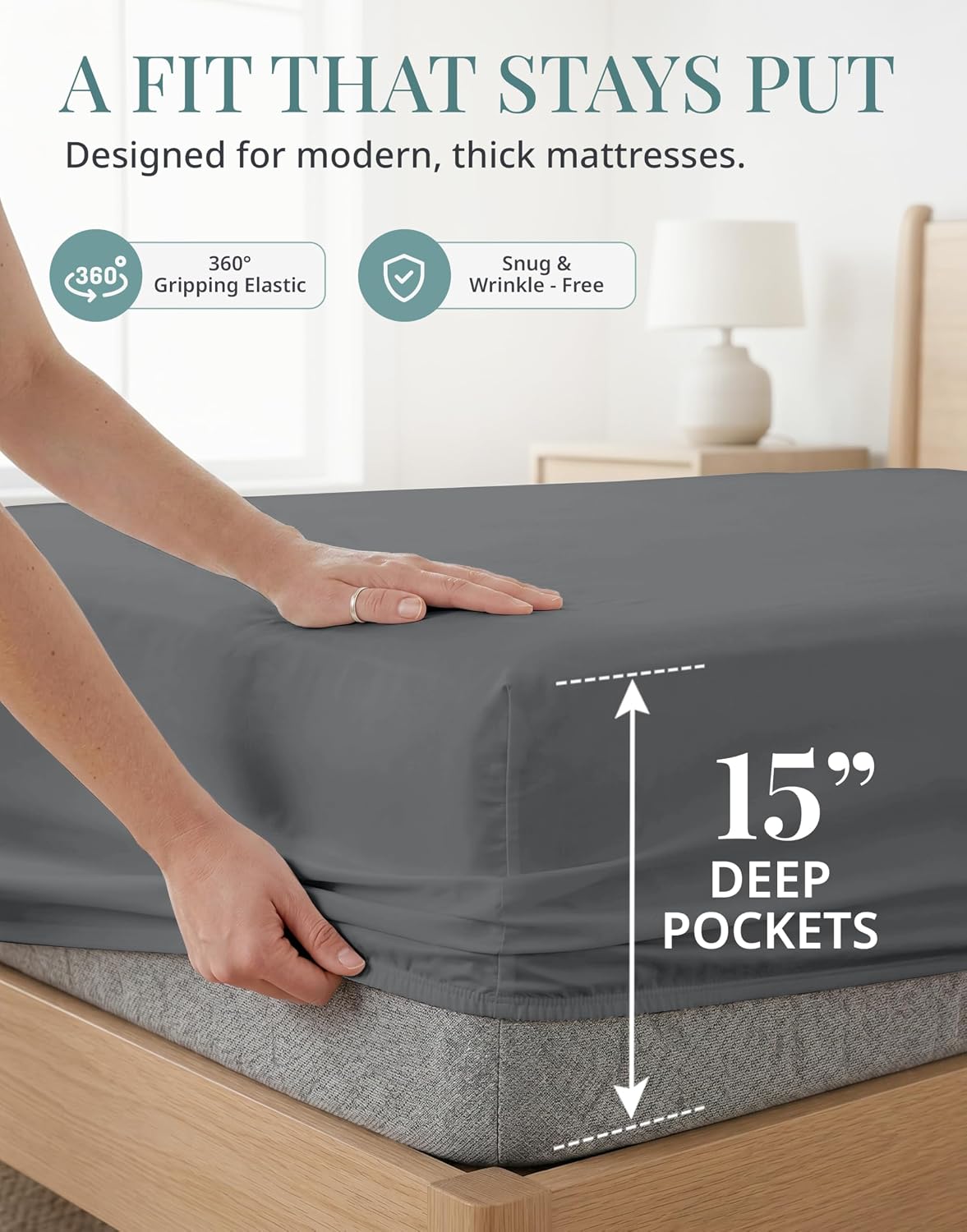 Detalle 2 de Cotton Split King Sheet Set, 450 Thread Count