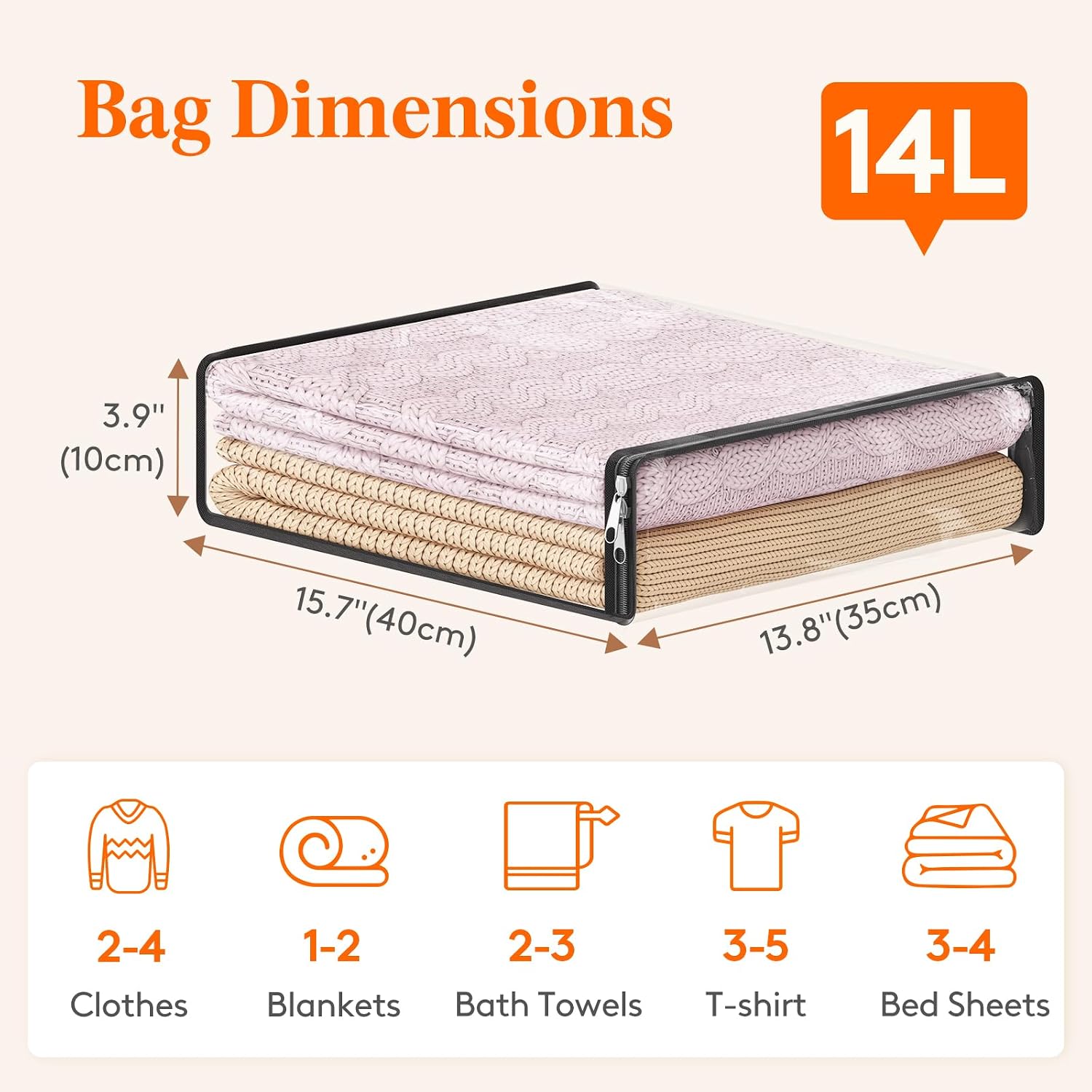 Thumbnail 1 de Lifewit 24496 14L Transparent Clothes Storage Bags, 3-Pack with Zips