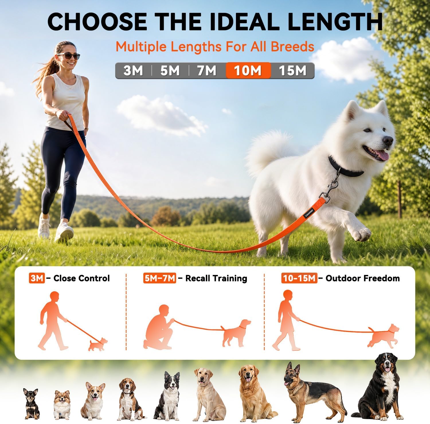 Thumbnail 5 de Looxmeer Training Lead 10m waterproof leash 🐕