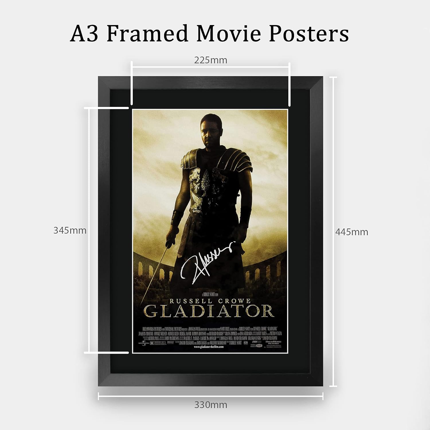 Thumbnail 1 de HWC Trading Gladiator signed autograph style A3 framed poster for movie memorabilia fans