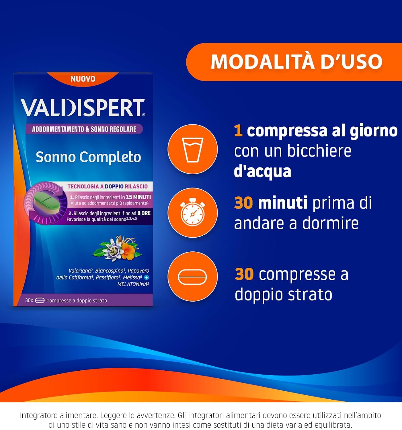 Thumbnail 4 de Valdispert Sonno Completo: integratore a rilascio doppio per addormentarsi e sonno regolare