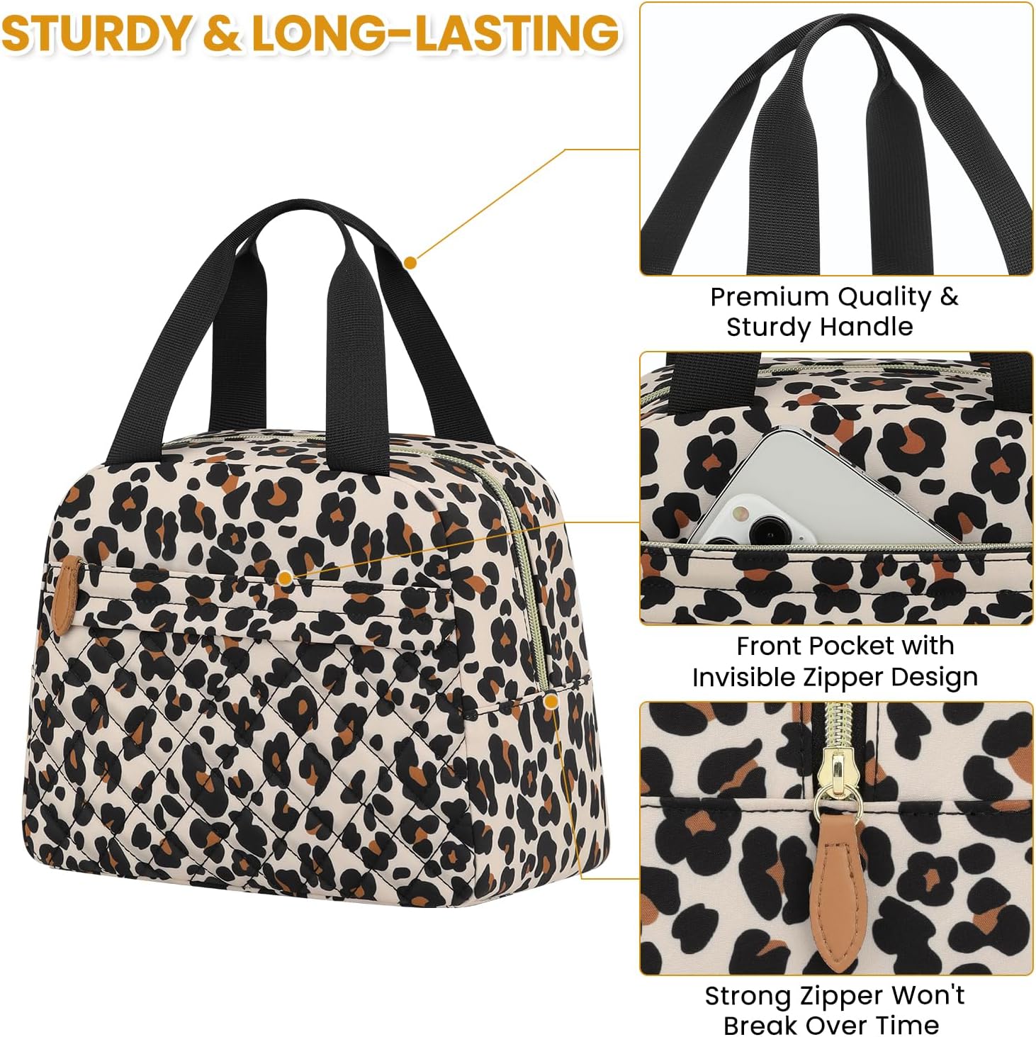 Detalle de ELONGRIVER Insulated Lunch Bag, Leopard