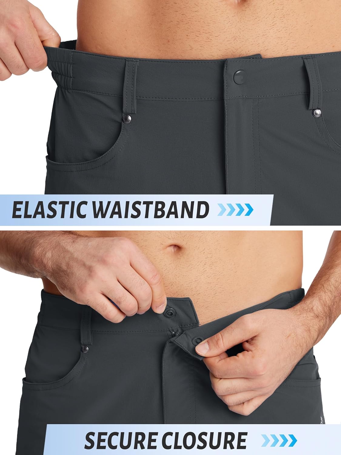 Detalle de TACVASEN Men’s 10" Hiking Cargo Shorts with Zipper Pockets (Quick-Dry Stretch)