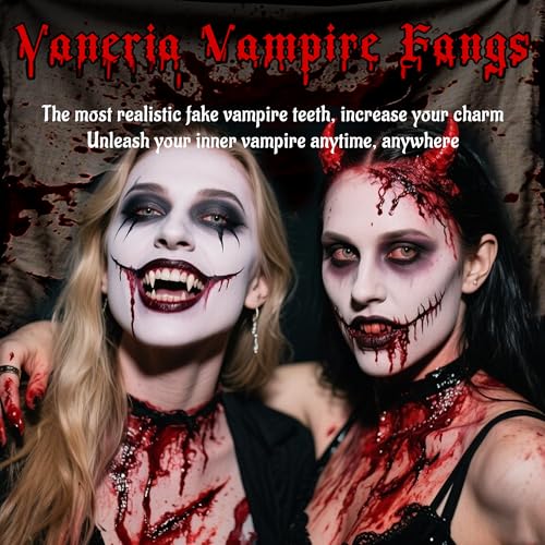 Detalle 2 de VANERIA Crocs de vampire pour cosplay en PVC, 4 tailles avec adhésif