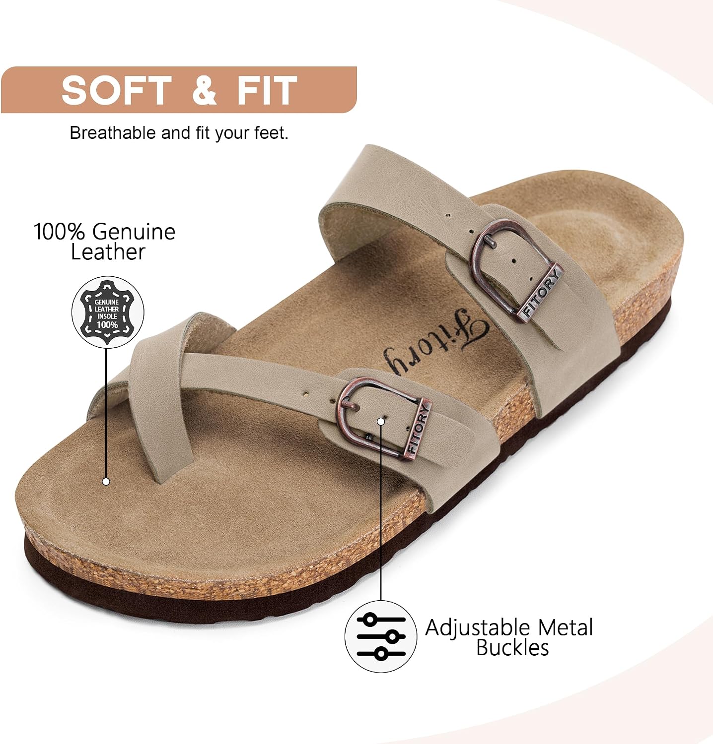 Detalle de FITORY Slide Sandals with Cork Footbed