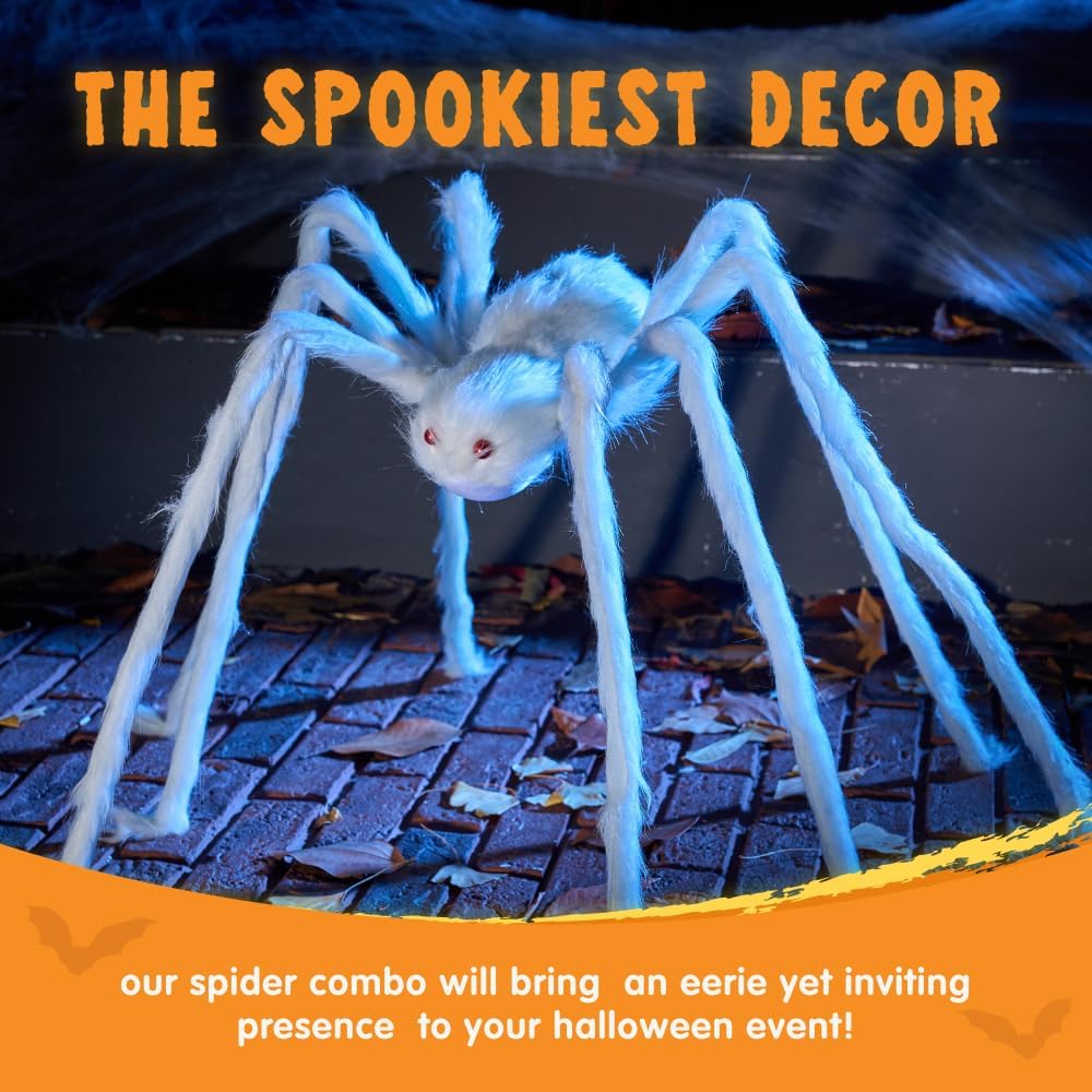 Detalle 2 de JOYIN 16676 White Giant Halloween Spider Decoration, 43-Inch Wide