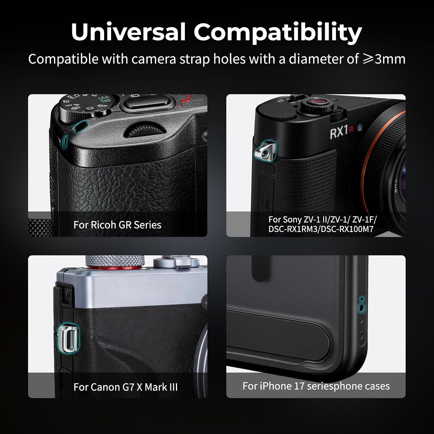 Thumbnail 4 de SMALLRIG Quick Release-axelrem för Ricoh GR, kameror och iPhone 17-fodral