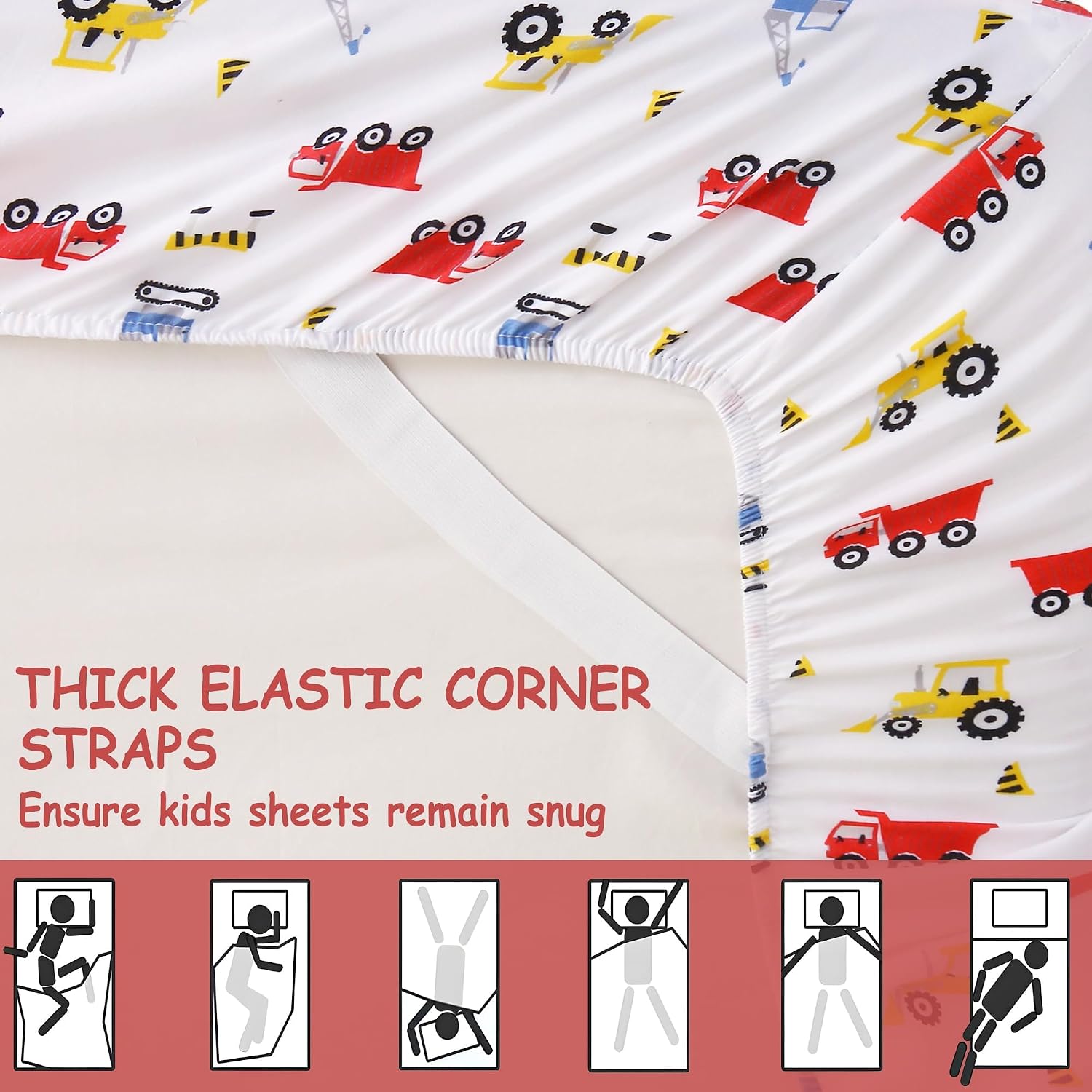 Detalle de softan MICSHTKIDTRUCKT Twin Kids’ Sheet Set, Microfibre, Construction Print