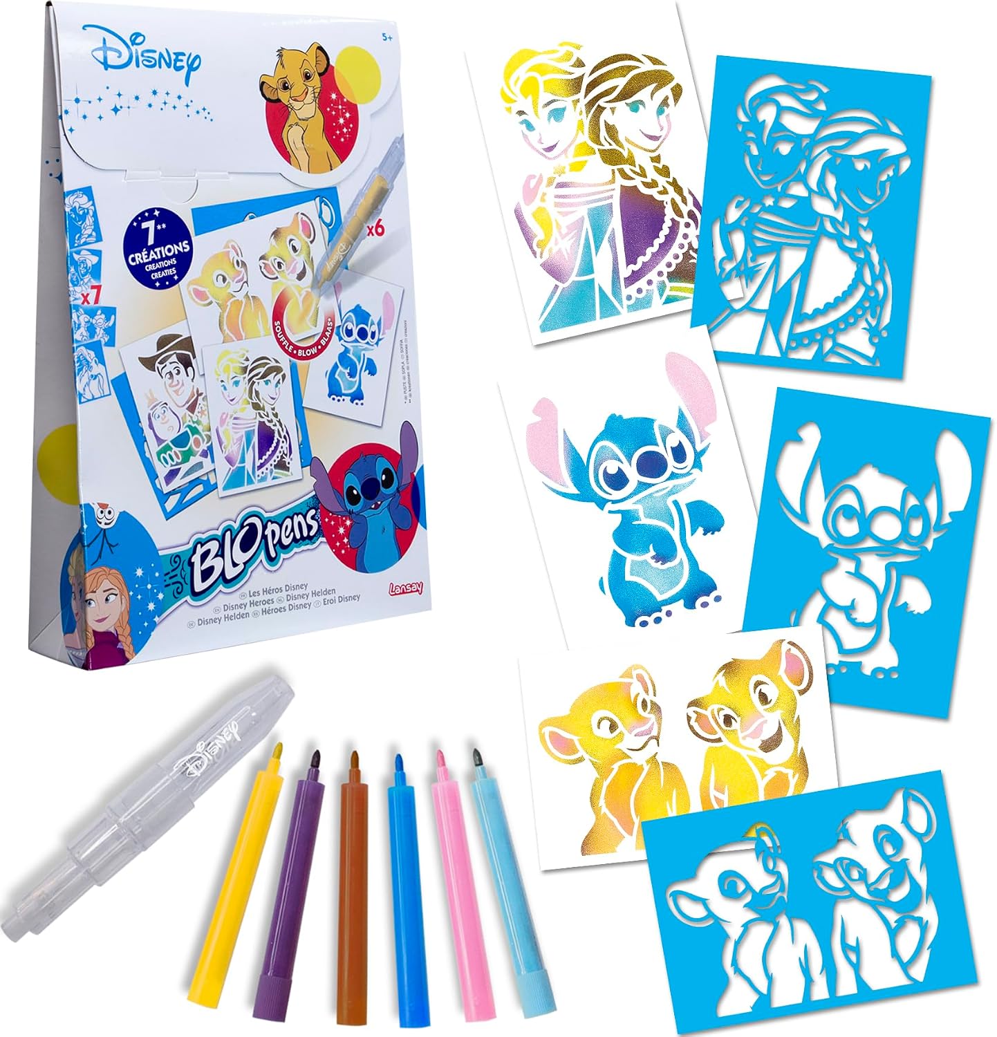 Detalle de Lansay BLOPENS DISNEY PRINCESSES – Kit Dessins & Coloriages à Souffler pour enfants dès 5 ans