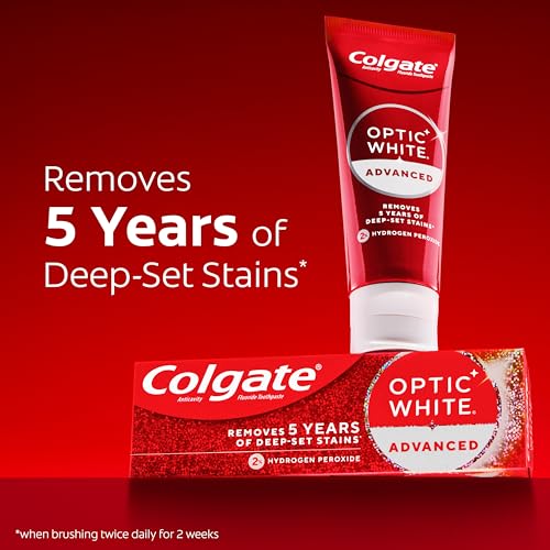 Detalle de Colgate Optic White Advanced Hydrogen Peroxide Toothpaste — 3 Pack (3.2 oz each)