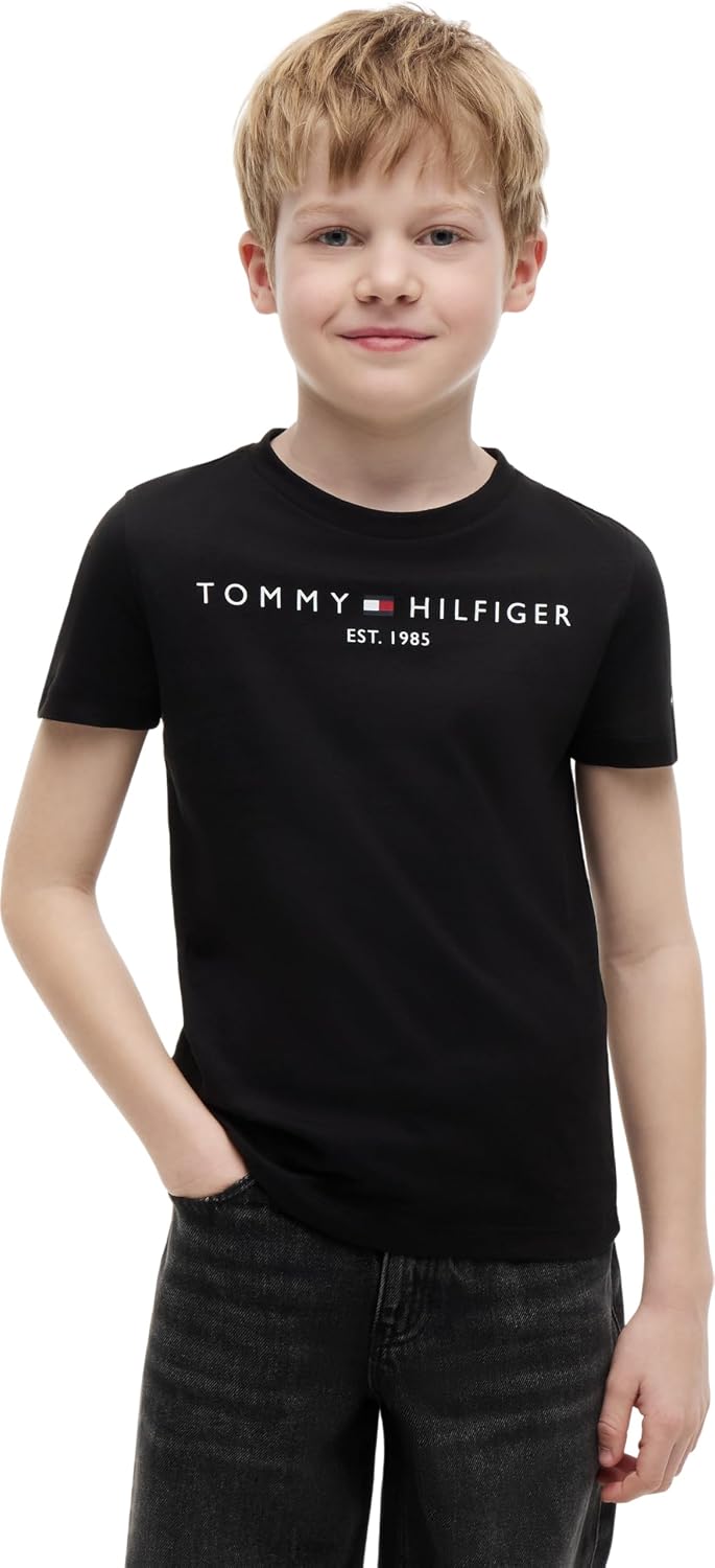 Detalle de Tommy Hilfiger Kinder Unisex Kurzarm Essential Tee – Rundhalsausschnitt