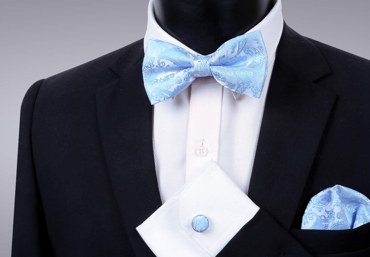Thumbnail 3 de Alizeal Men's Paisley Bow Tie, Hanky and Cufflinks Set