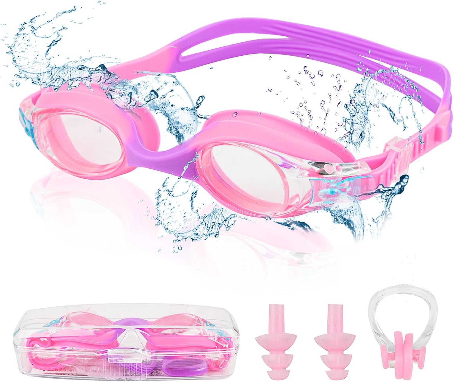 Detalle de Mezere Kids Swimming Goggles (Age 6–14) Anti-Fog, UV Protection & No-Leak Fit