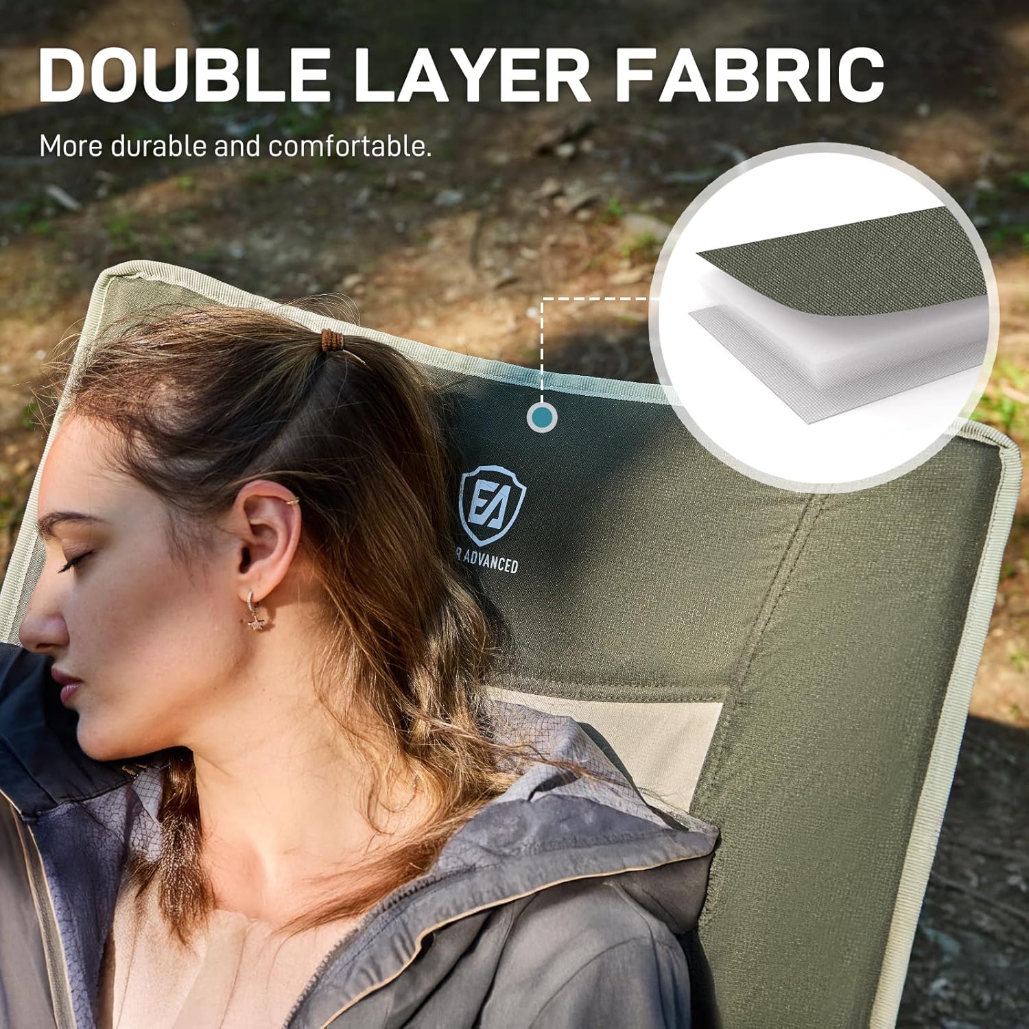 Thumbnail 6 de EVER ADVANCED Luxury Camping Chair Folding Reclining Set of 2 (Green) with Cup Holder & 4-Position Back