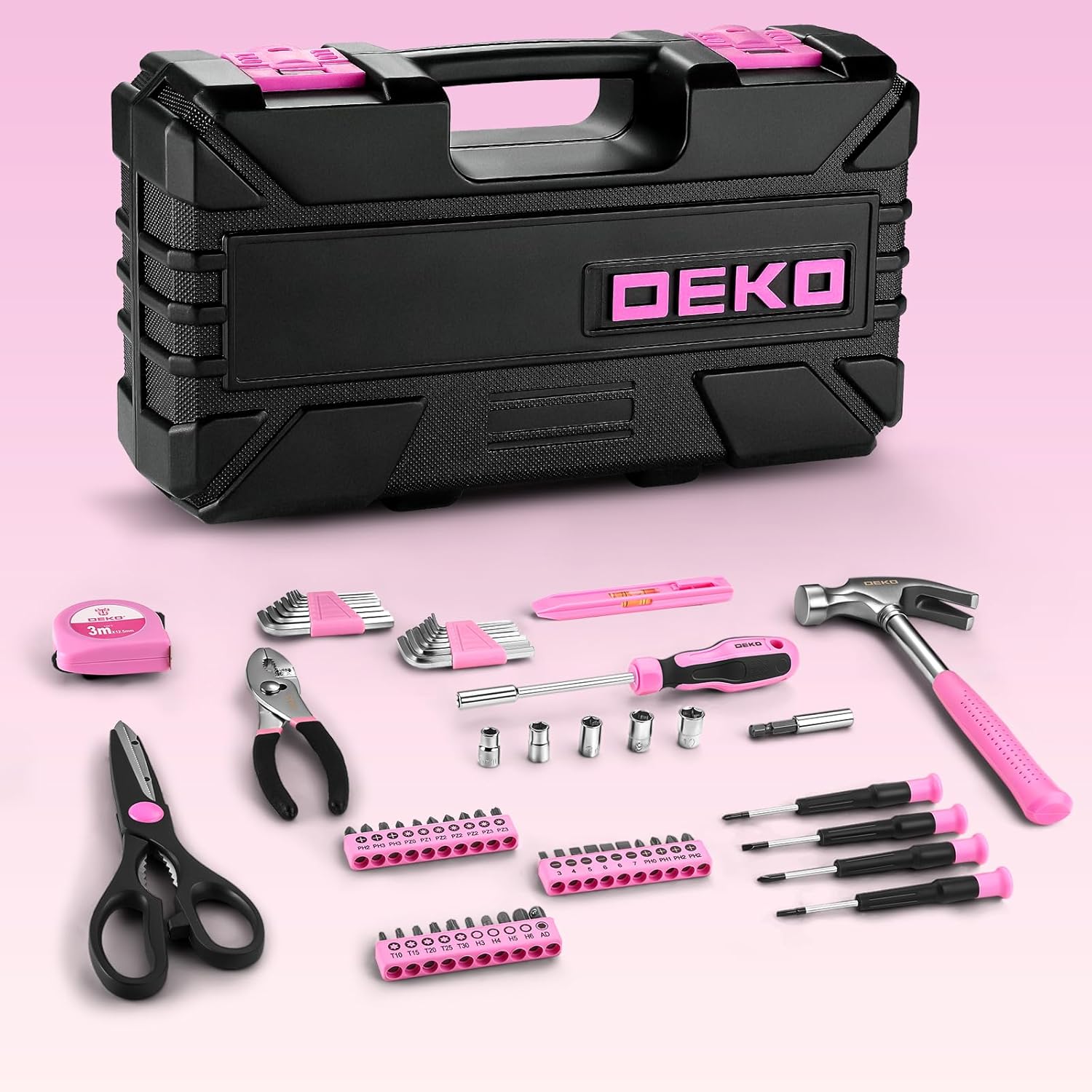 Thumbnail 6 de DEKO Cassetta Attrezzi Completa Professionali Rosa 62 Pezzo | Kit da Lavoro con Valigetta