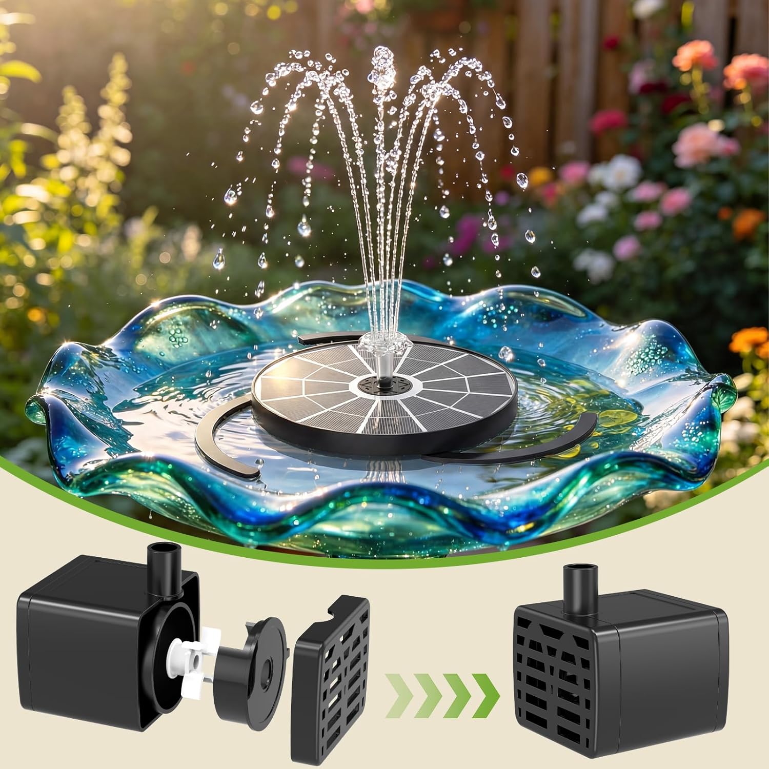 Detalle 2 de AISITIN Solar Springbrunnen 3,7 W für Außen