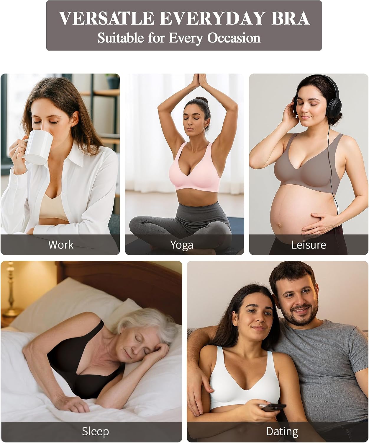 Detalle de GXOULRRA Jelly Bra Plunge Wireless Bralette, Deep V-Neck, Lift & Back Smoothing