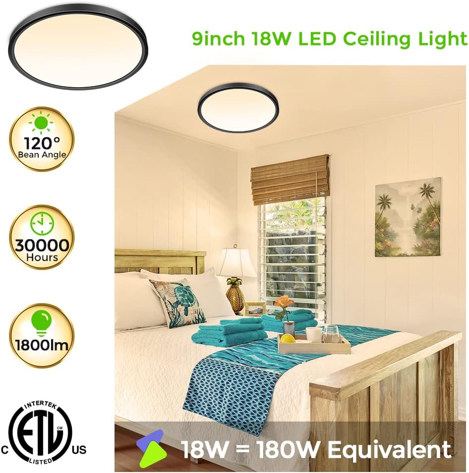 Thumbnail 4 de Black 9 inch LED flush mount 18W