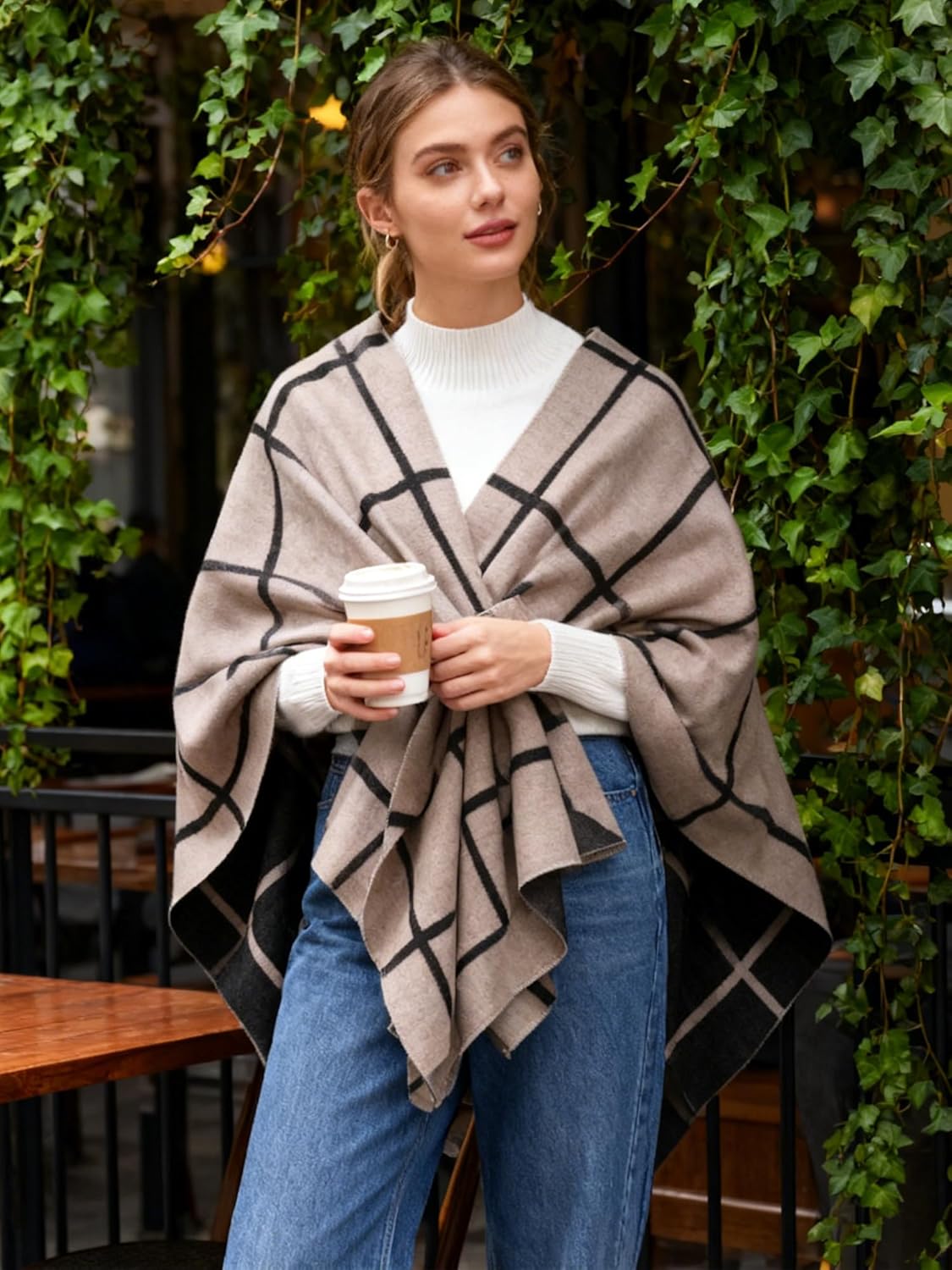 Thumbnail 1 de Moss Rose Women's Shawl Wrap Poncho Cardigan