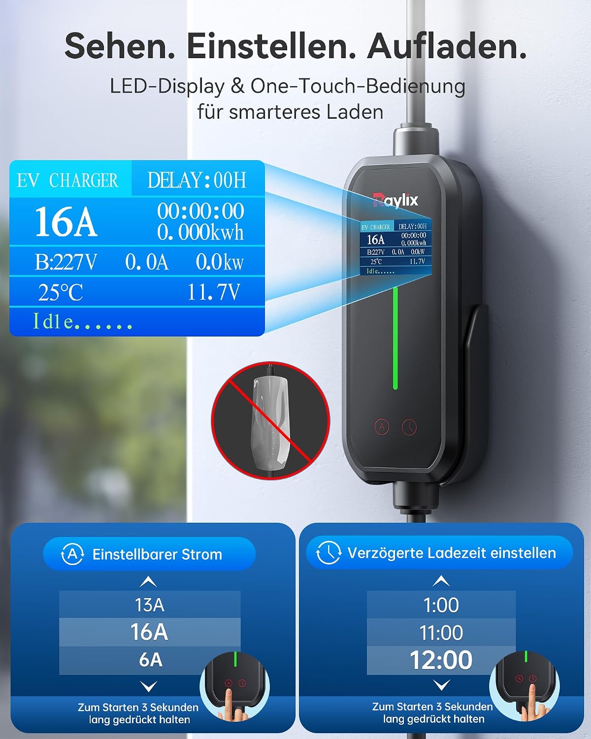 Detalle 2 de Raylix Raylix 11 kW Mobile Wallbox Typ 2