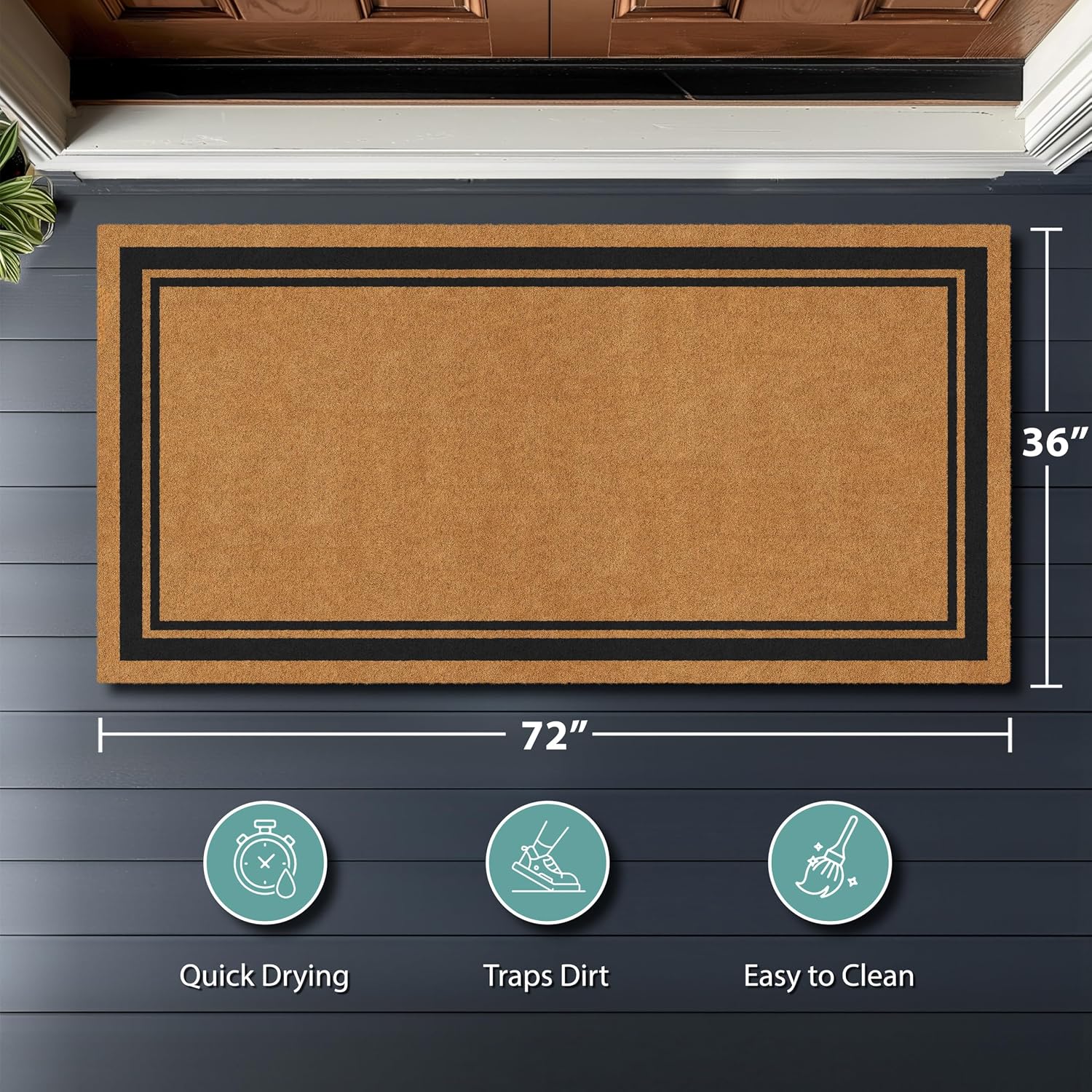 Detalle de Barnyard Designs 36x72 Coco Doormat 🏡