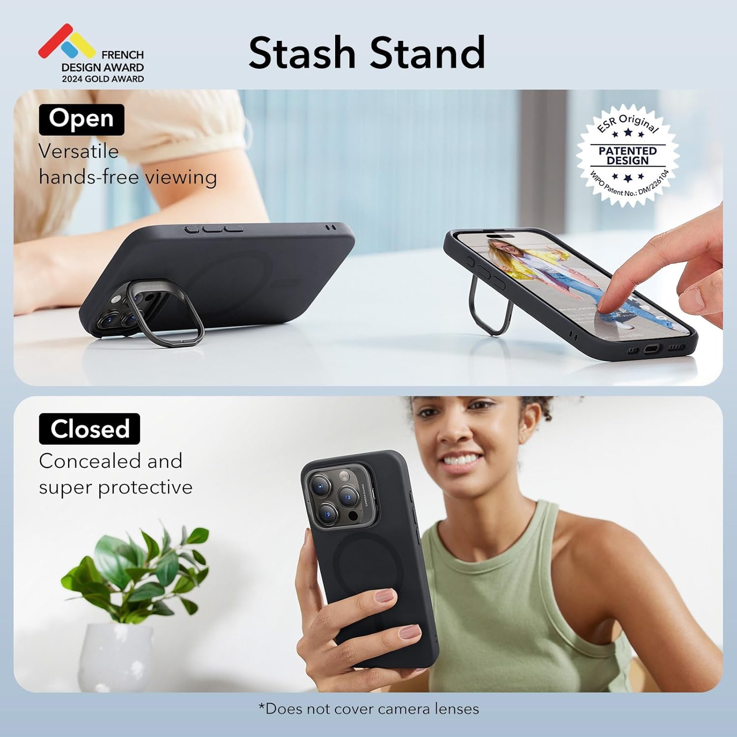 Thumbnail 2 de ESR MagSafe Silicone Case with Stand for iPhone 15 Pro (Cloud Series)