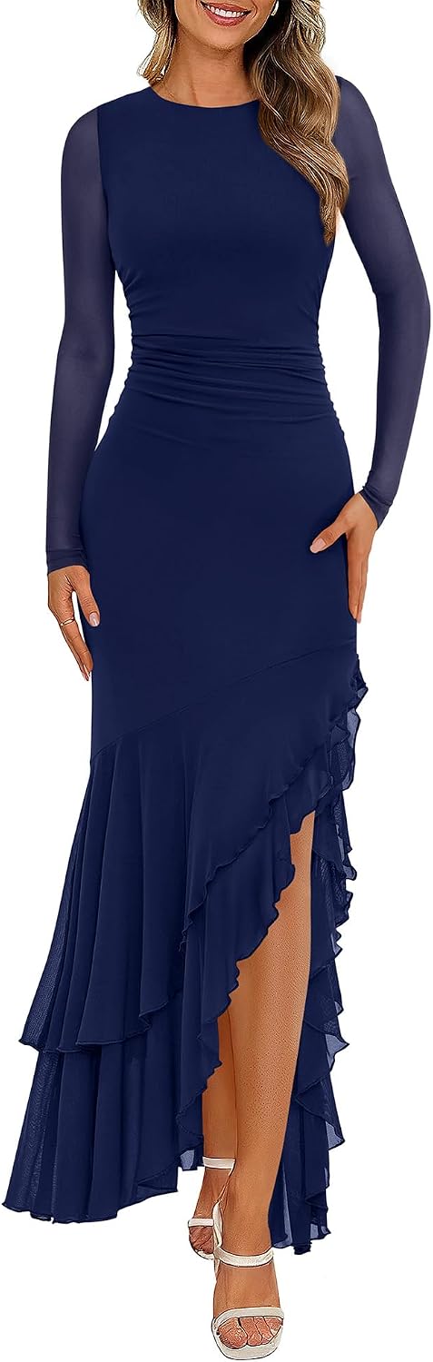 Detalle de BTFBM Women's Maxi Dress ruched mermaid, Spring 2026