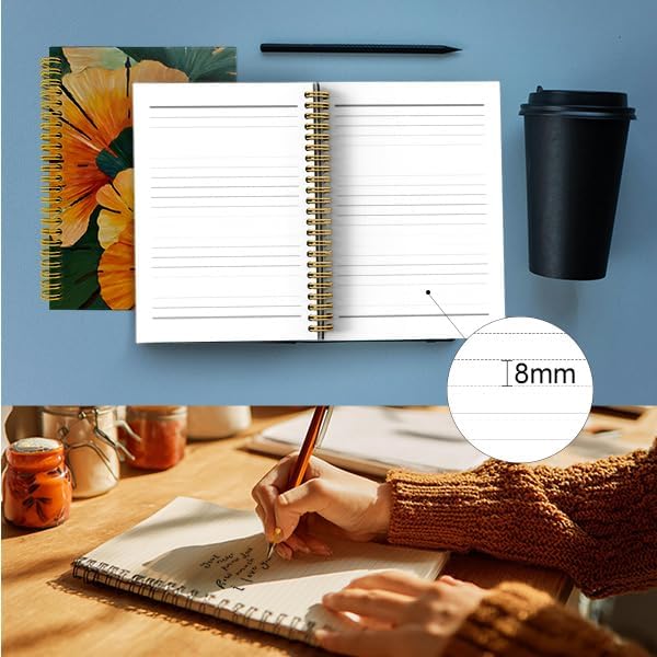 Detalle 2 de Wagoba Boho Abstract Ginkgo Leaf Spiral Hardcover Notebook, 80 Pages