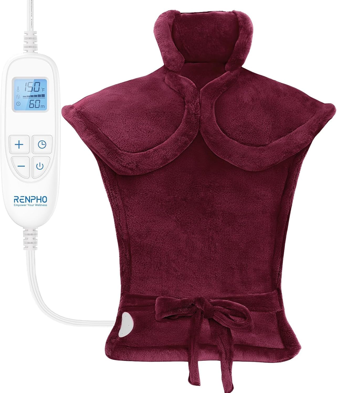 Detalle de RENPHO 24" x 33" Neck and Shoulder Heating Pad, Rouge, 6 Heat Settings