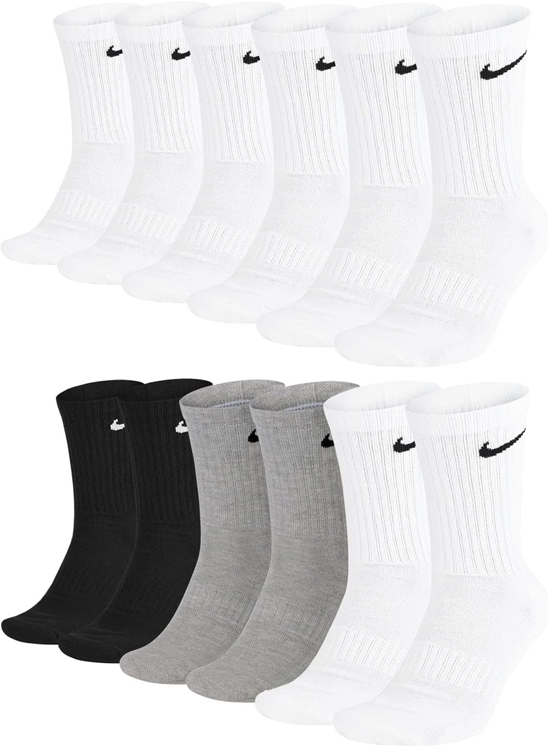 Thumbnail 6 de Nike Men's Everyday Cushion Crew-TrainingSocken (6 Paar) – Black/White, Größe L