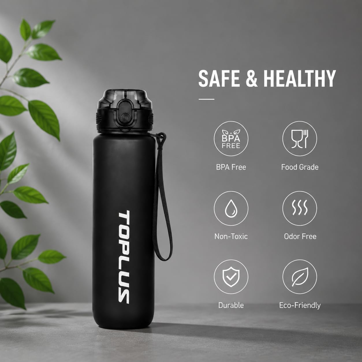 Detalle de TOPLUS 1L BPA-Free Tritan Sports Water Bottle
