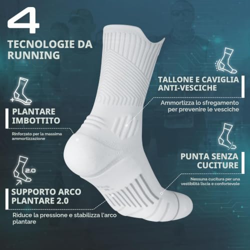 Detalle de Rahhint Coolmax Compressione 3 Paia Calzini Running Uomo: comfort, supporto e resistenza alle vesciche