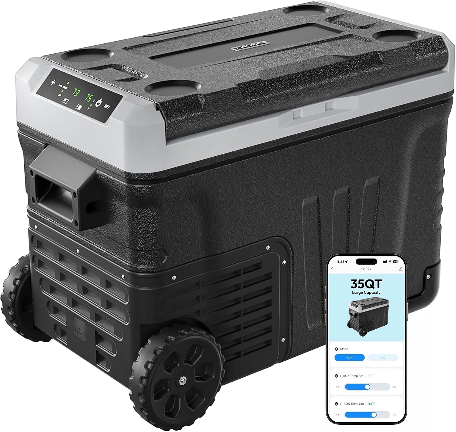 Detalle de EUHOMY CFB-35 35QT Dual-Zone Portable Refrigerator and Freezer
