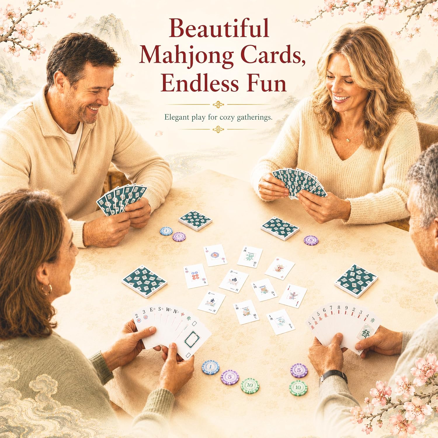 Detalle de Jirovae Mahjong Card Set, 144 Cards