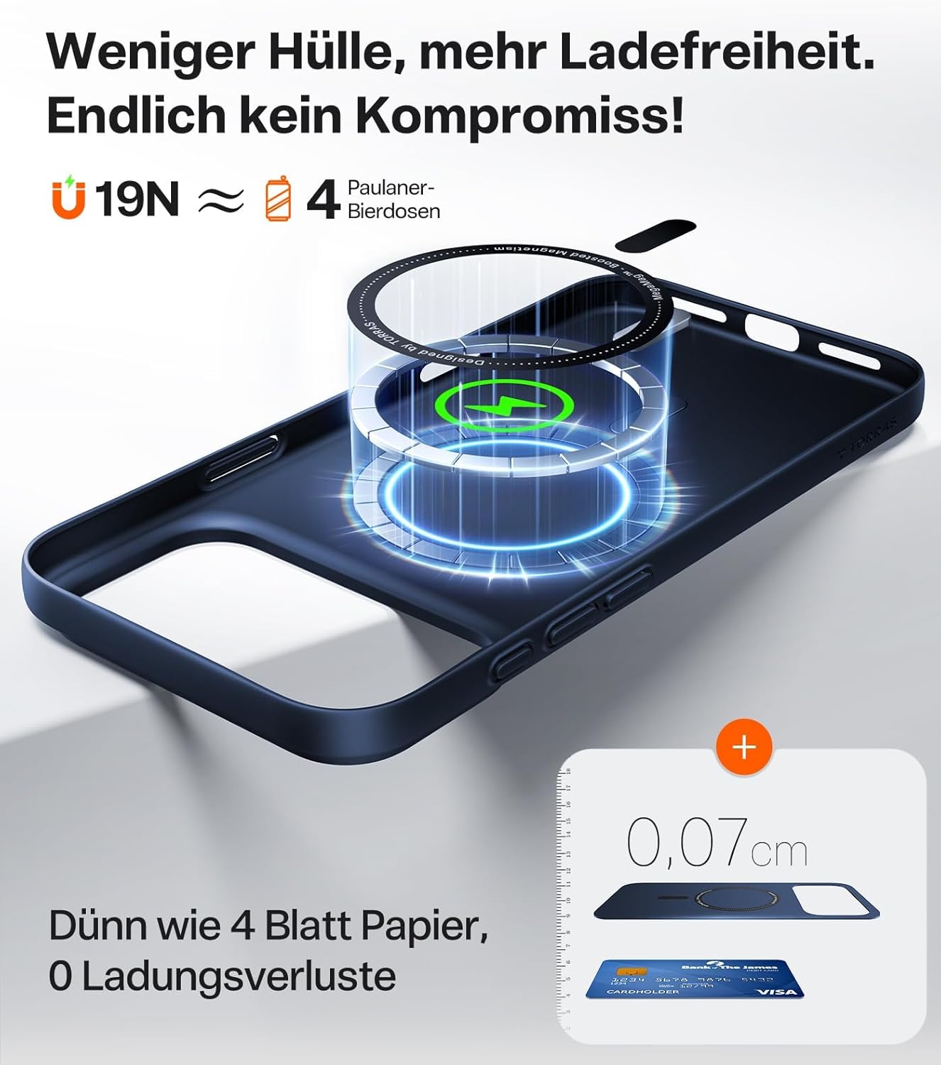 Thumbnail 2 de TORRAS Ultra Dünn für iPhone 17 Pro Max Hülle mit MagSafe – Samtiger Griff, samtiges Blau