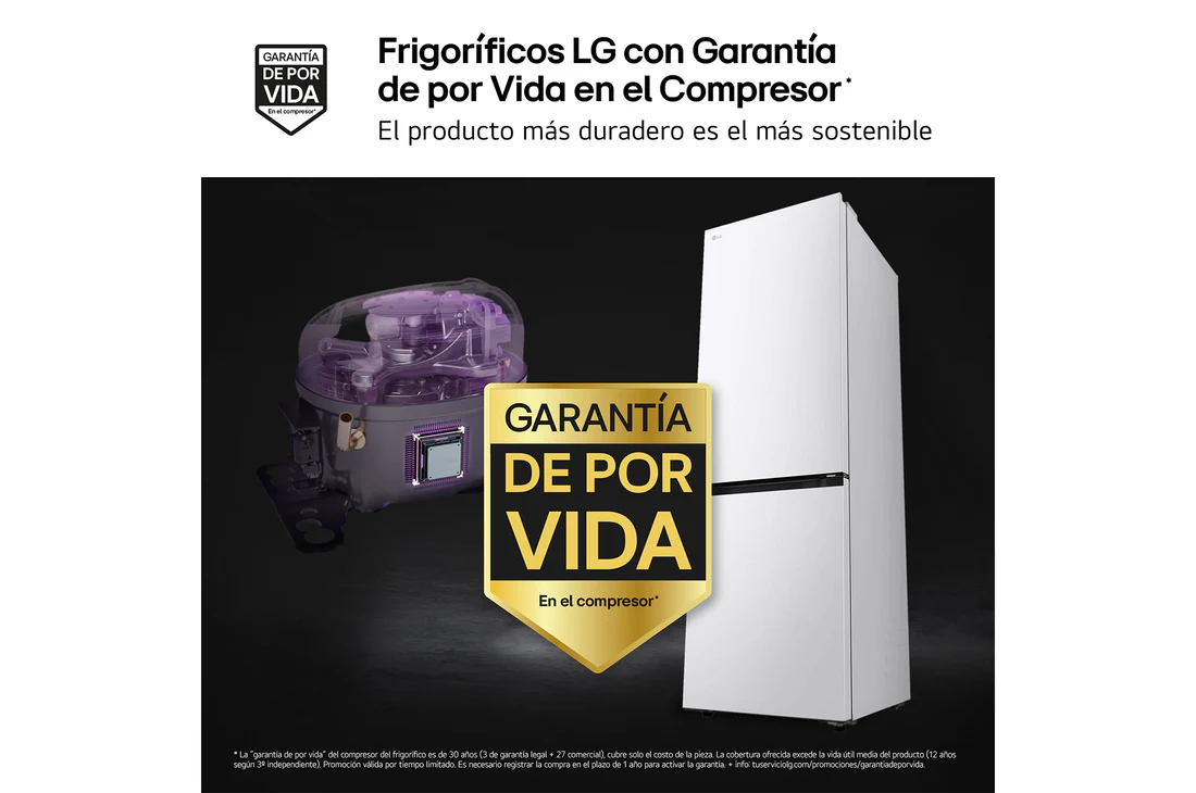 Thumbnail 3 de Frigorífico Combi LG GBBS716BSW DoorCooling+ 1,86 m, 375 L, Serie 700, color blanco