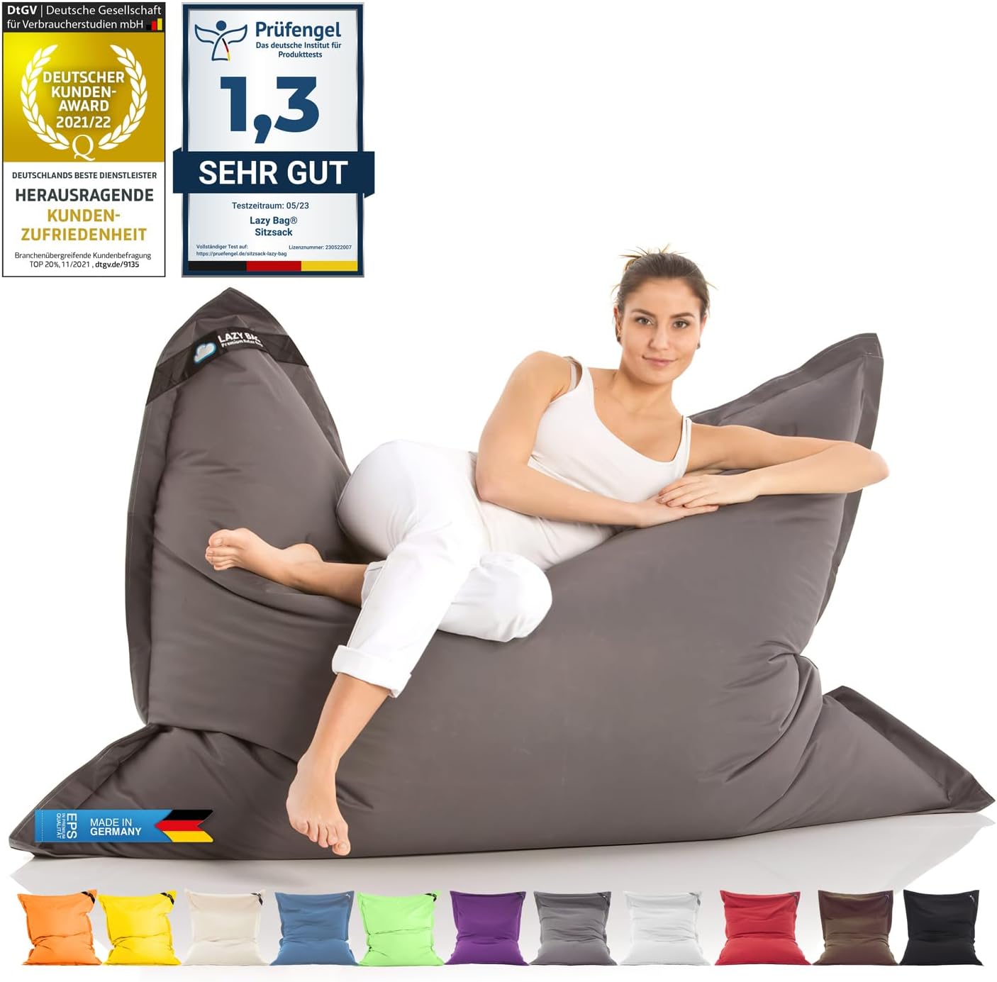 LAZY BAG Riesen-Sitzsack Classic XXL 140x180 cm – 2-in-1 Sofa zum Sitzen oder Liegen