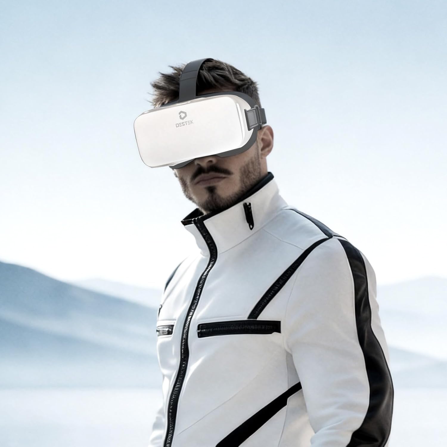 Thumbnail 2 de DESTEK V5 VR Headset for Phone with Bluetooth Remote Controller (Anti-Blue HD Lenses) – White