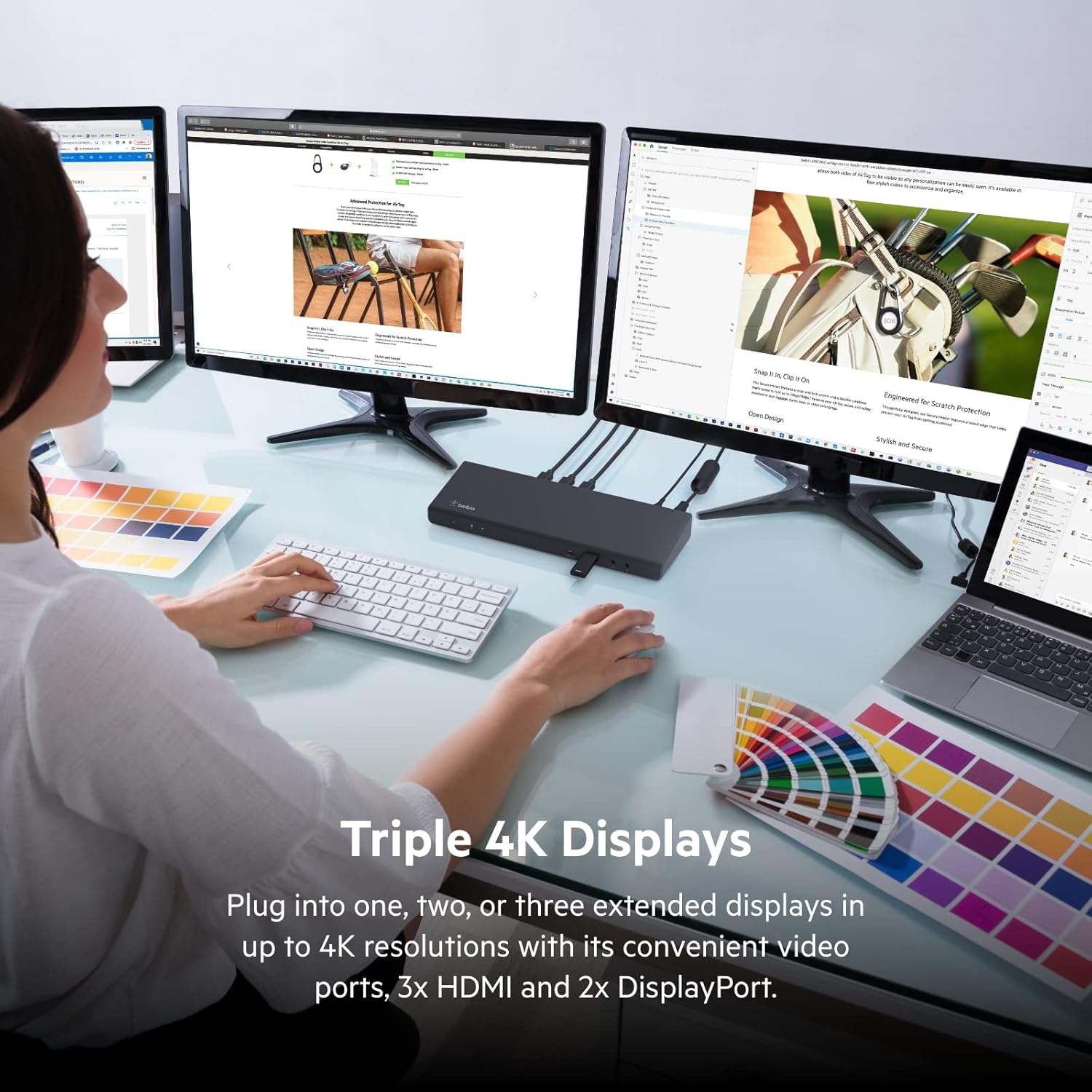 Thumbnail 3 de Belkin Triple Display DisplayLink Docking Station Hub with 3x HDMI, 2x DisplayPort, Gigabit Ethernet and 85W Power Delivery