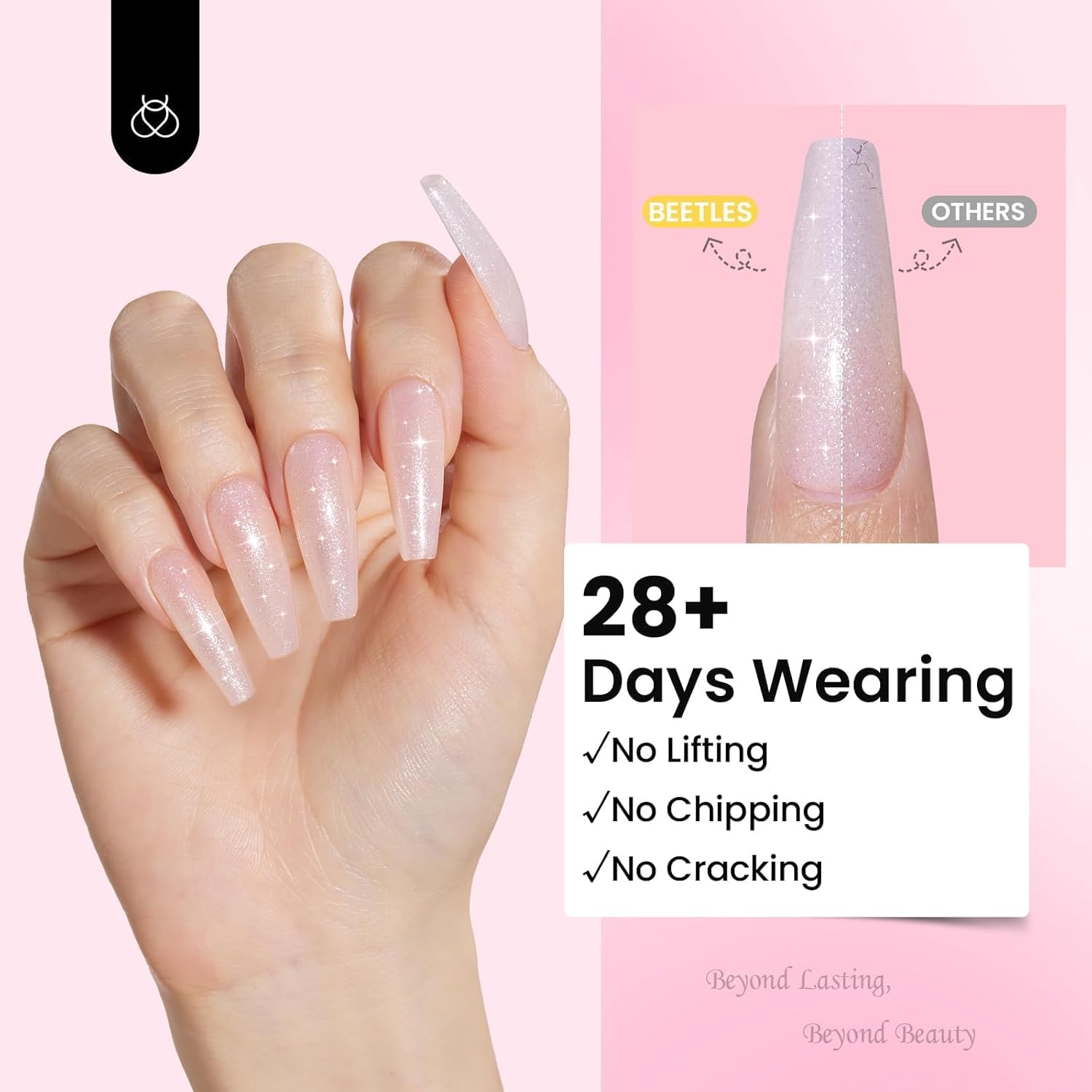 Detalle de Beetles Hard Gel for Nails Kit: 3-Color Nude, Clear, and Glitter Builder Gel Set