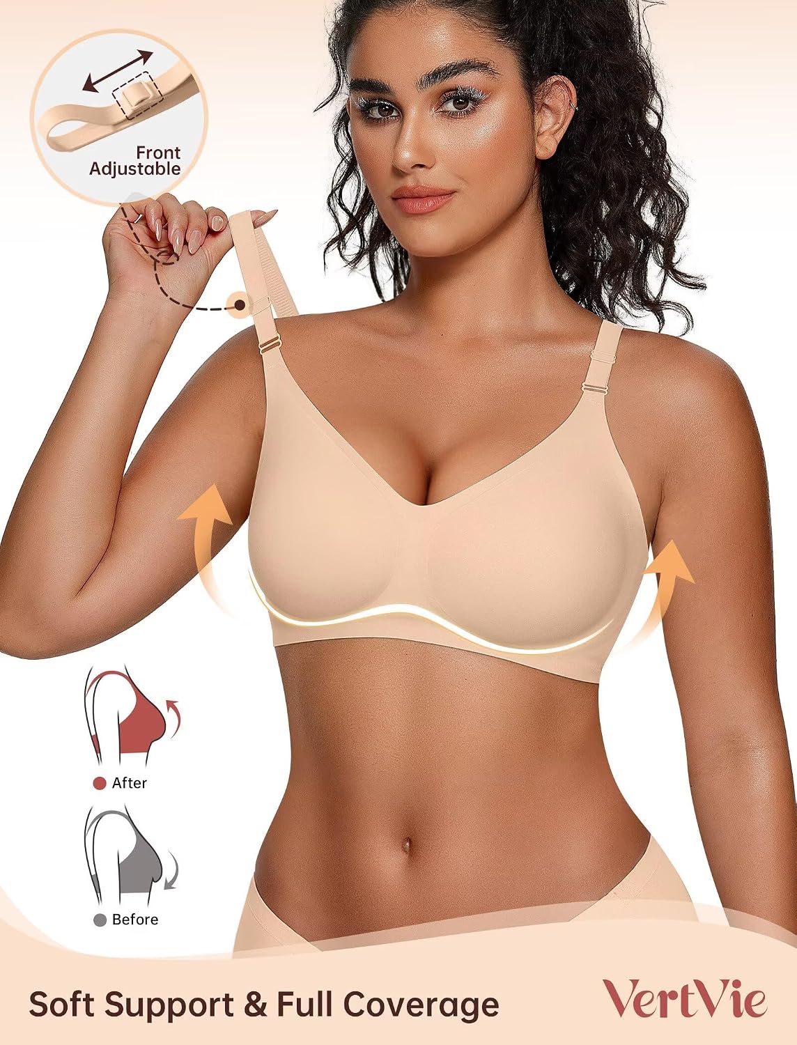 Detalle 2 de Vertvie Wireless Seamless Push Up Bra