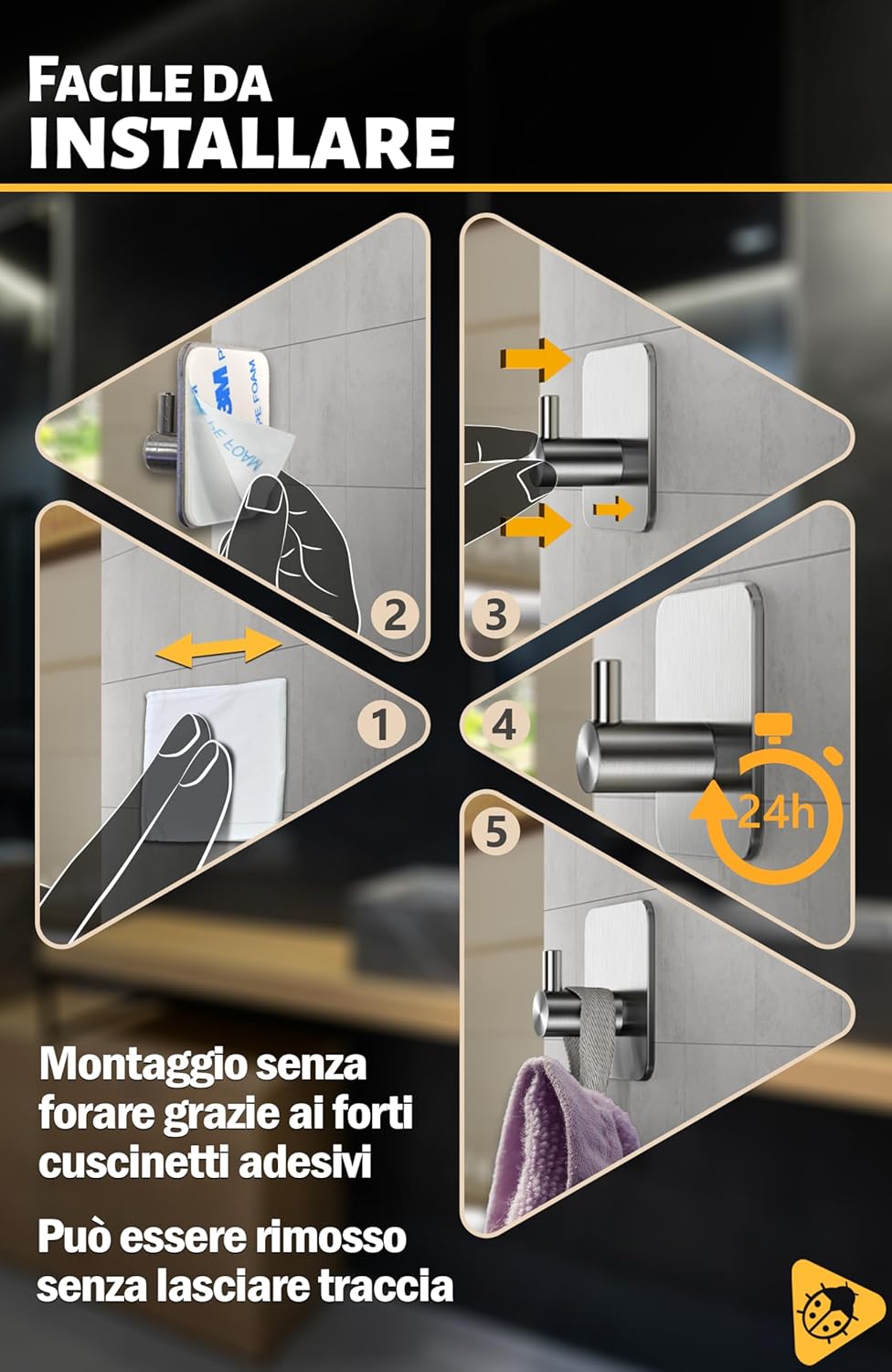 Thumbnail 5 de Menz Ganci adesivi bagno 6 pezzi