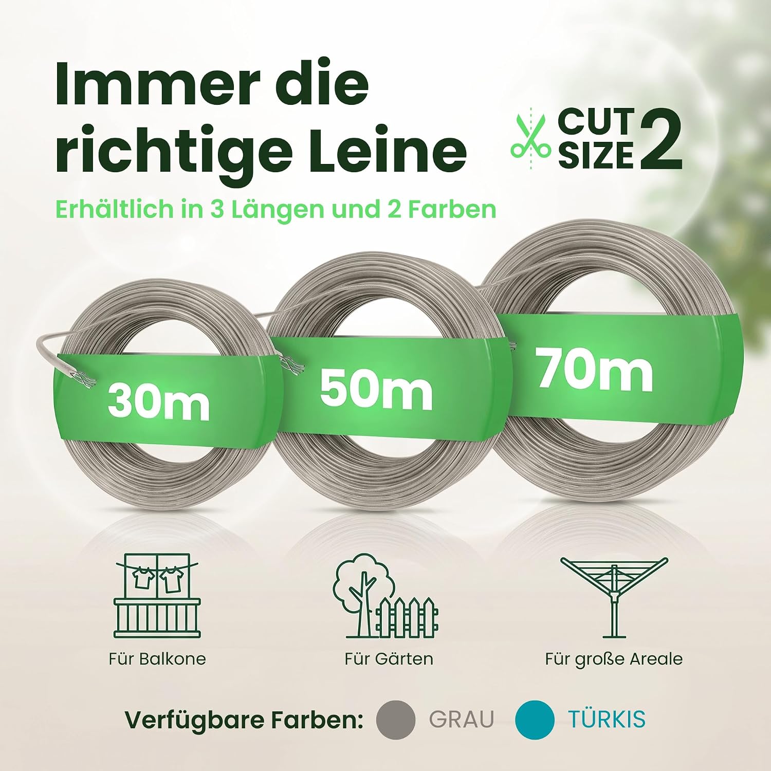 Thumbnail 2 de SimplySmooth Wäscheleine 50m – Starke Wäscheleine mit Stahlkern, flexibel in drei Längen