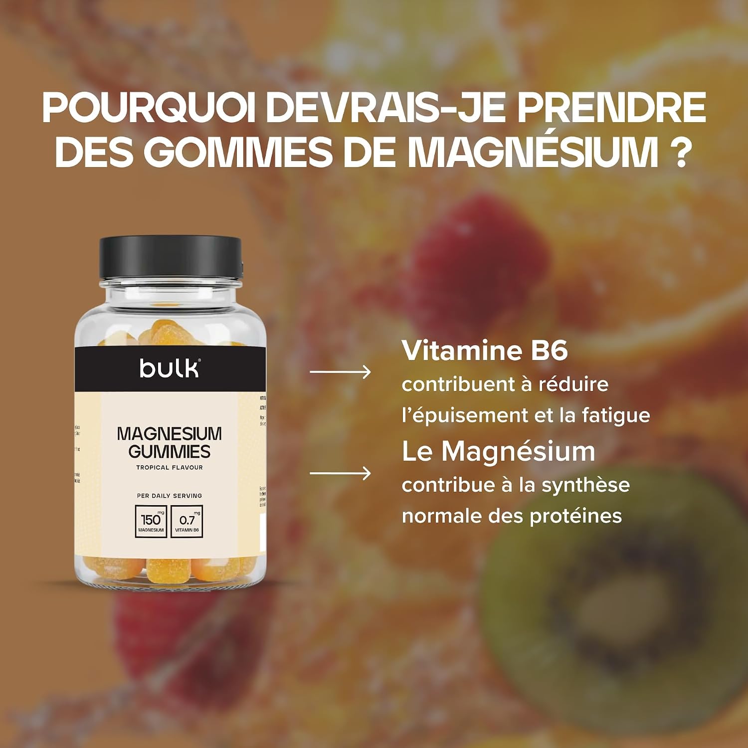 Detalle de Bulk Gummies au Magnésium 150 mg – Tropical | 60 Gummies