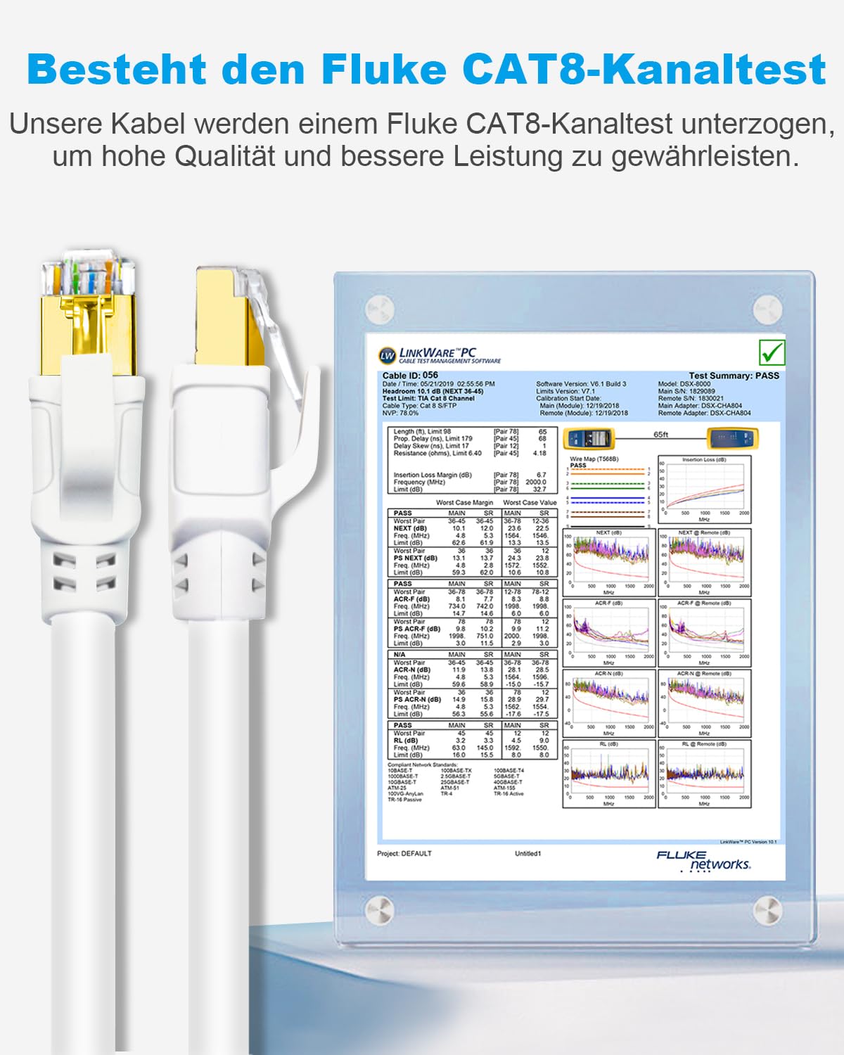 Thumbnail 5 de DDMALL CAT8 LAN-Kabel (8 m), F/FTP Ethernet mit vergoldetem RJ45 für Router, Modem & Gaming