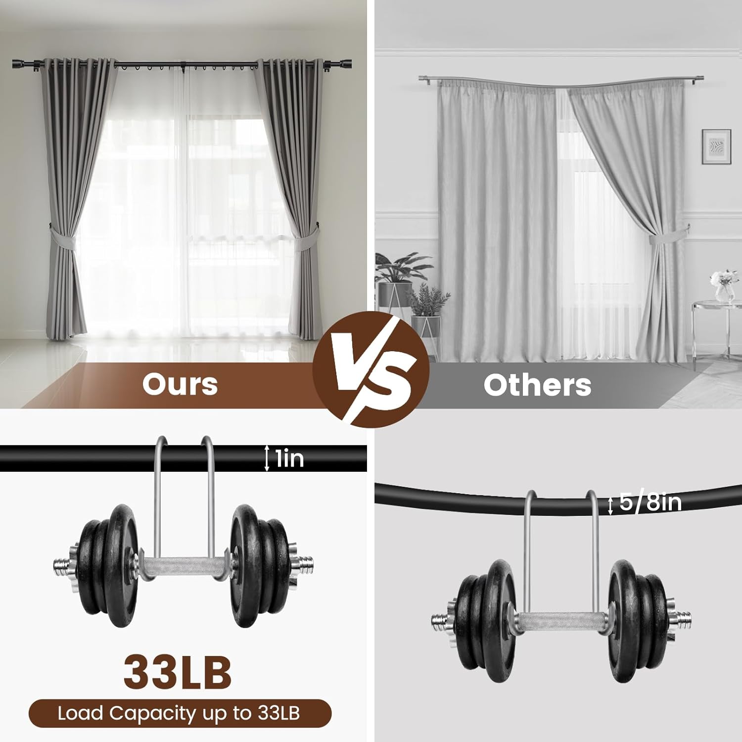 Detalle 2 de Hradecti 1" Curtain Rod 🪟